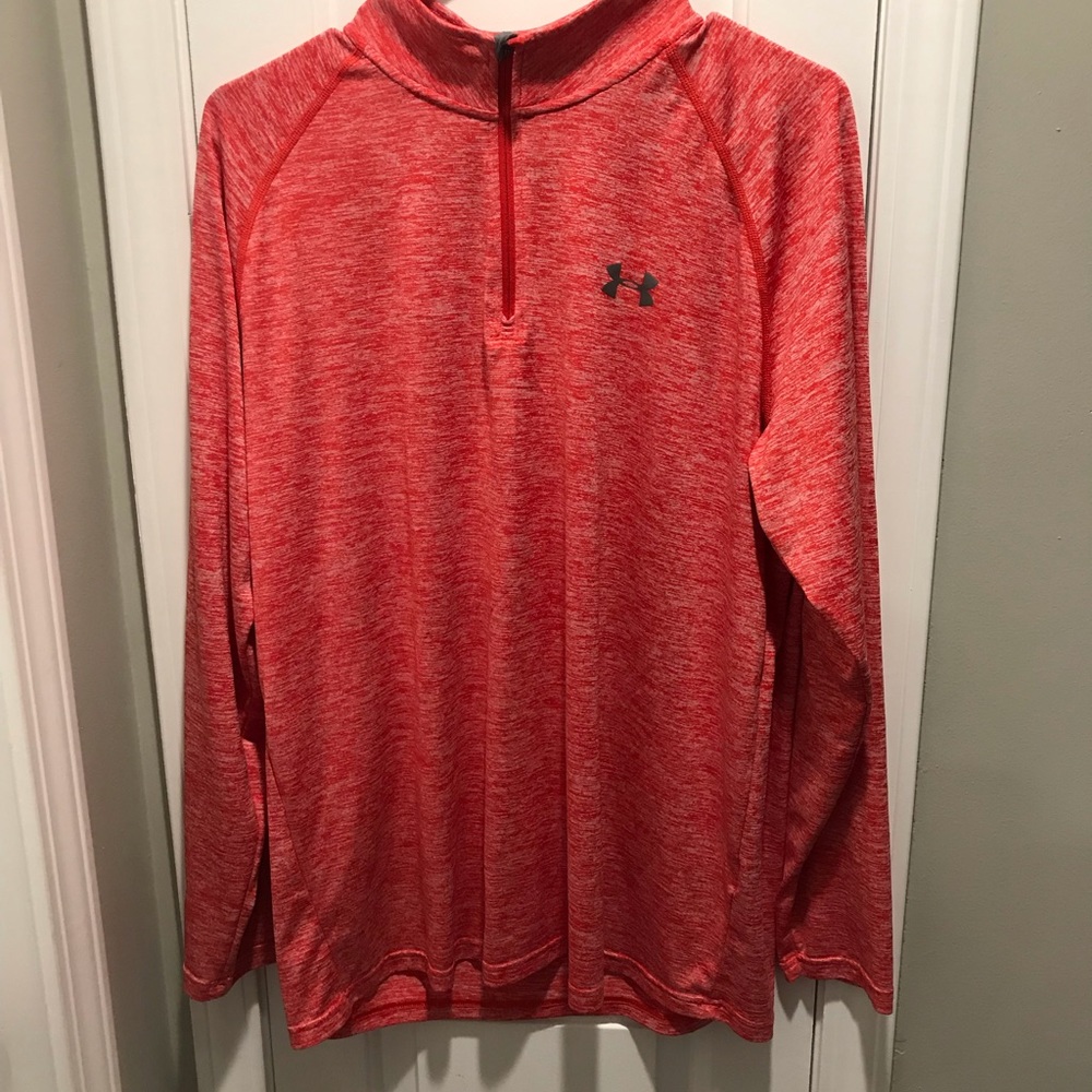 Salmon colored under armor light weight 1/4 zip